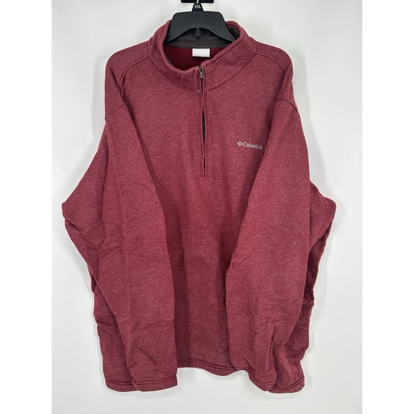 Columbia Quarter 1/4 Zip Pullover Sweater Sweatshirt Red Logo 3XLT 3XT 3XL Tall - Picture 1 of 6